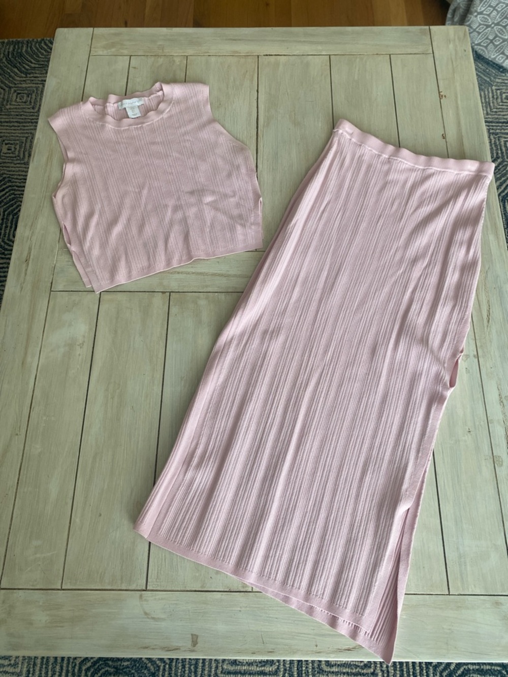 House of Harlow 1960 Revolve Pink Ribbed Top & Skirt Set Small